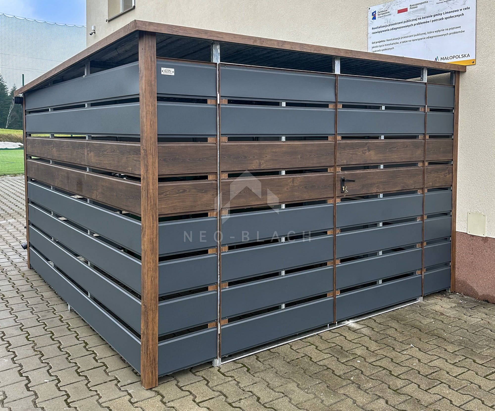 Wiata Śmietnikowa - Schowek 3X3M - Antracyt - Drewnopodbny  Nb106