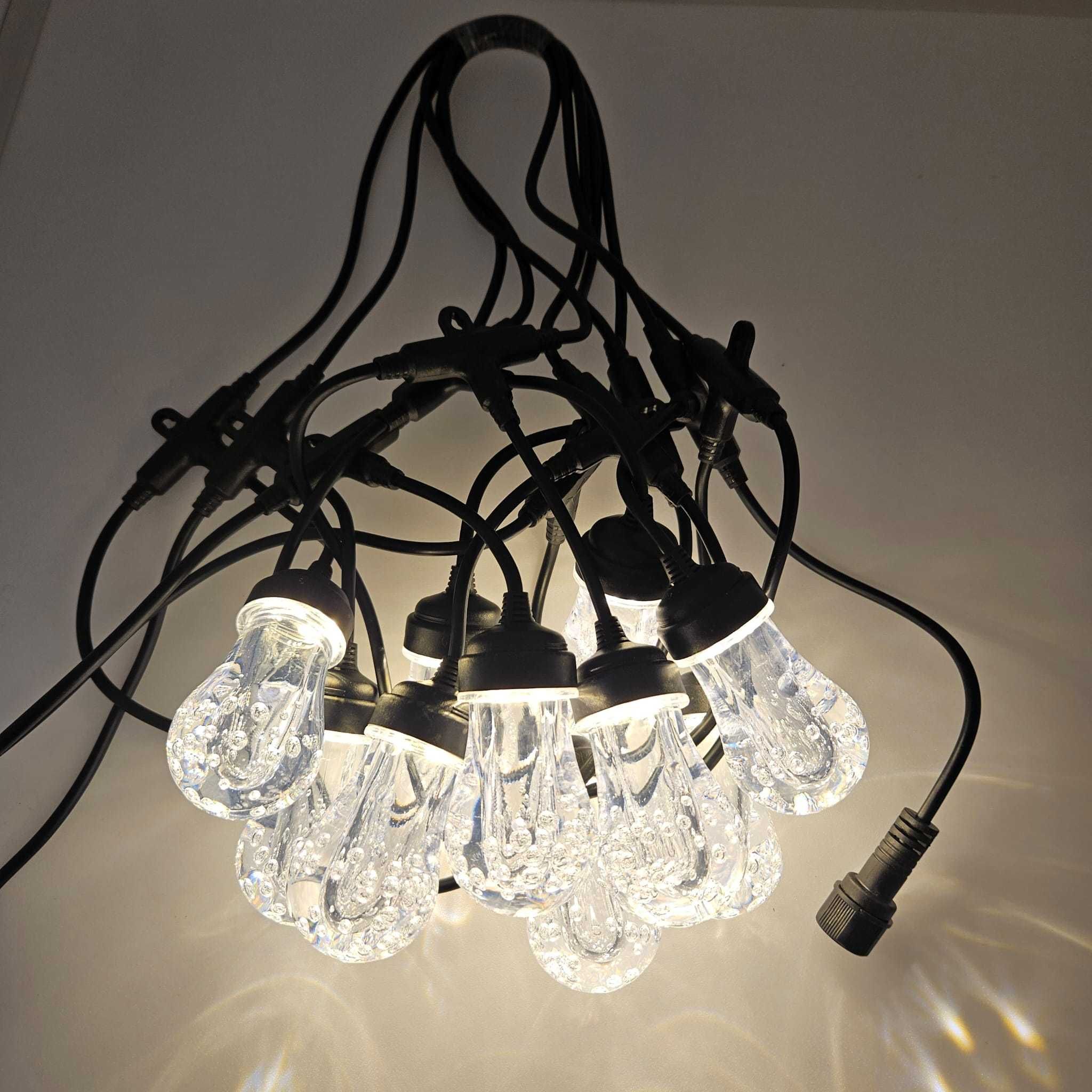 Girlandy ogrodowe z efektem kropli wody, 5m 10 żarówek, 230V