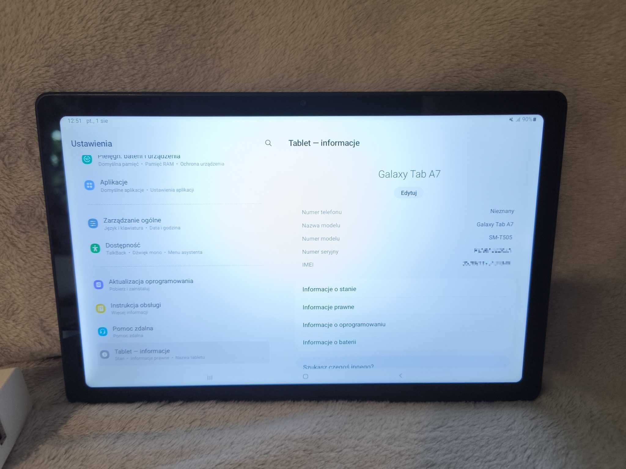 Tablet Samsung Galaxy Tab A7 10.4" z LTE, 32 GB USB-C, nowa bateria