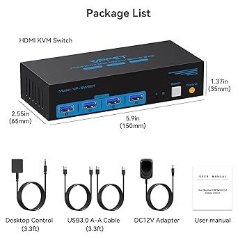 CMSTEDCD Przełącznik KVM 8K HDMI dla 2 komputerów i 2 monitorów