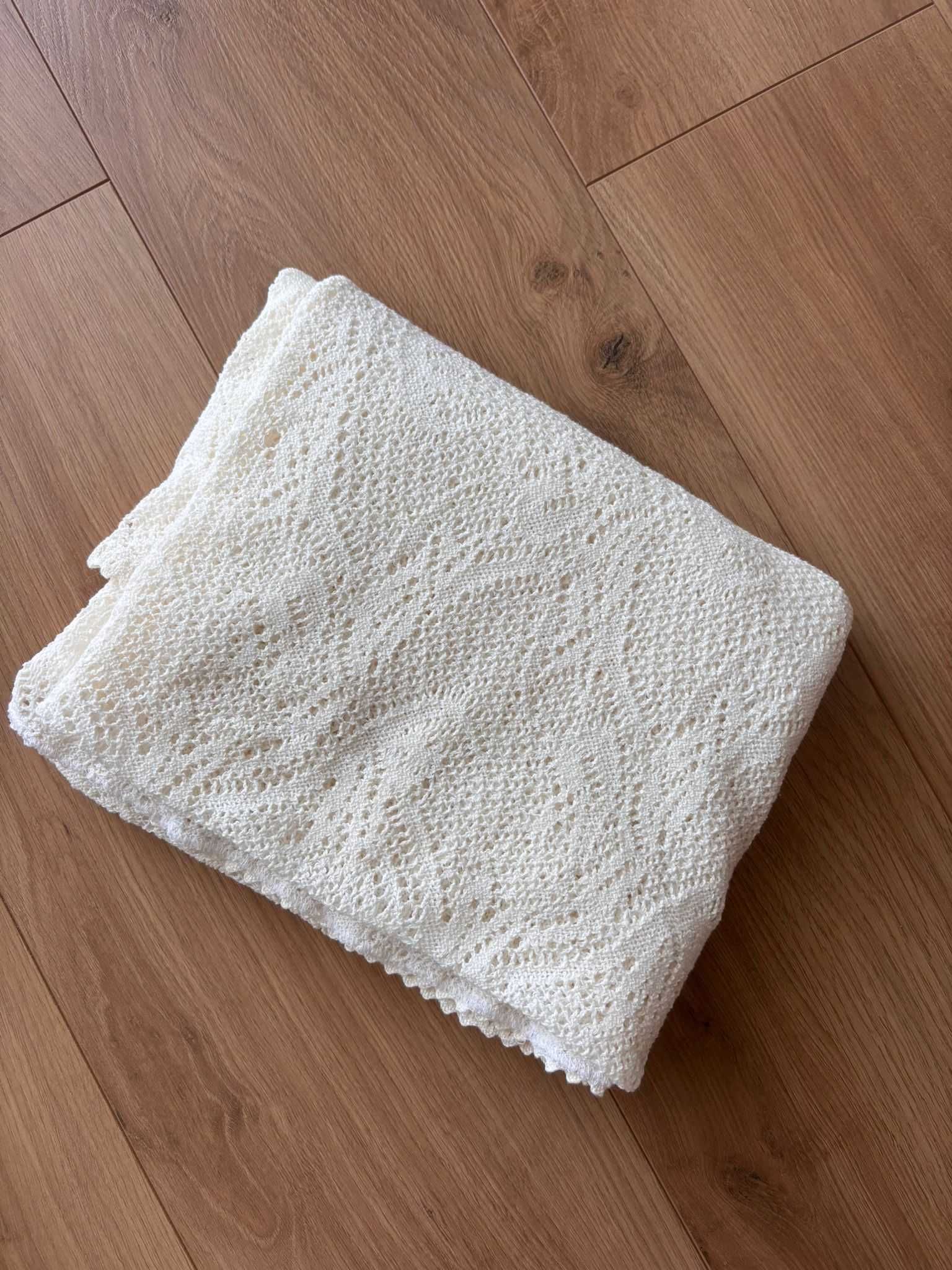 Kocyk dziecięcy 100x180. Kocyk szydełkowy. Koc koronkowy. Owijka.