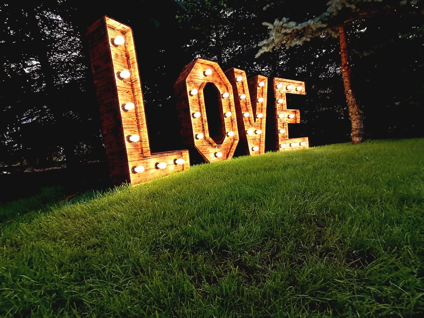 Litery napis LOVE rustykalny 3D LED wesele ślub uroczystość