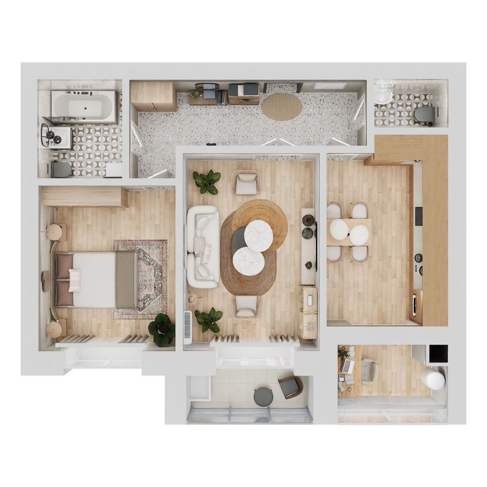 2 к.кв 65.26 м² ЖК «Нова Будова-2»