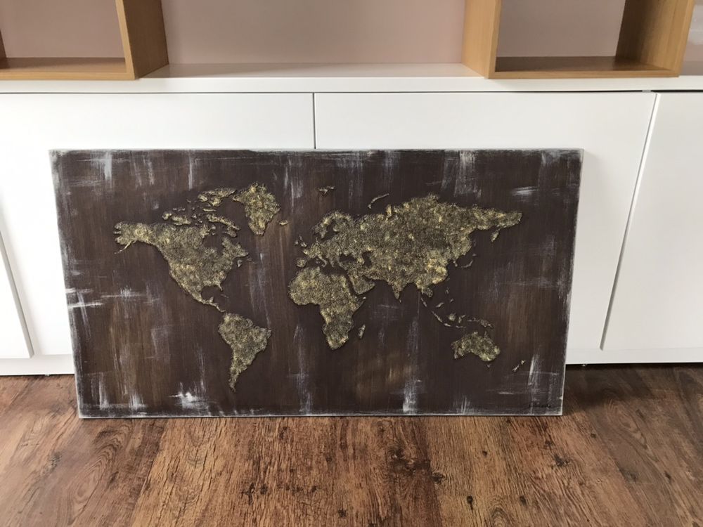 Obraz Świat, malowany na zamówienie, 110x60cm, stan idealny