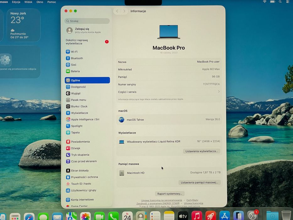 2023 MacBook Pro A2780 16" M2 MAX 96GB 2000GB NOWY !!! - SOLD!