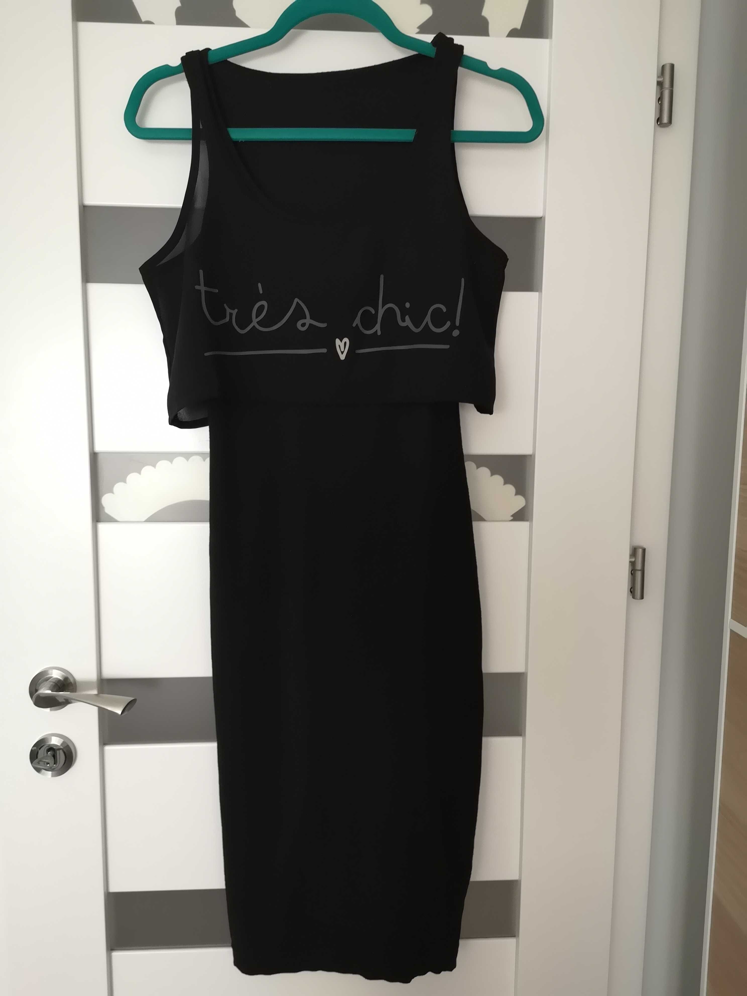 Czarna sukienka letnia, dopasowana, r. XS / S (34 / 36)