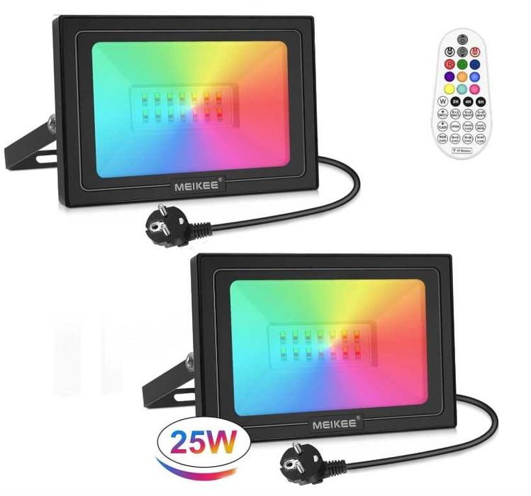 MEIKEE Reflektor RGB 25 W z pilotem zdalnego sterowania 2 szt.
