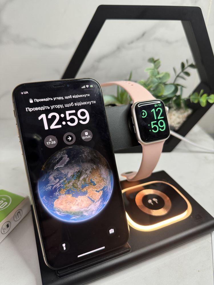 Бездротова зарядка A80 QI док-станція для iPhone Apple Watch AirPods