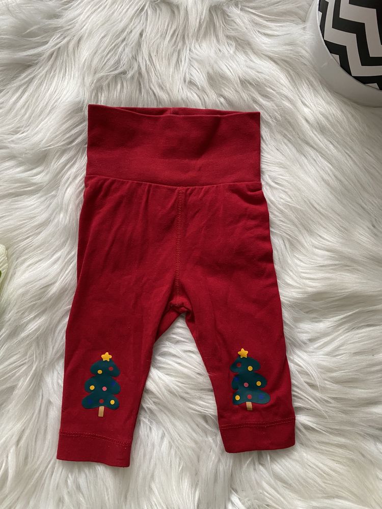 Czerwone spodnie getry 56 niemowlęce choinka świąteczny strój