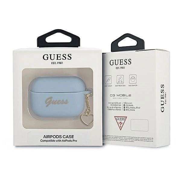 Etui Guess Silicone Charm Heart Collection na AirPods Pro - niebieskie