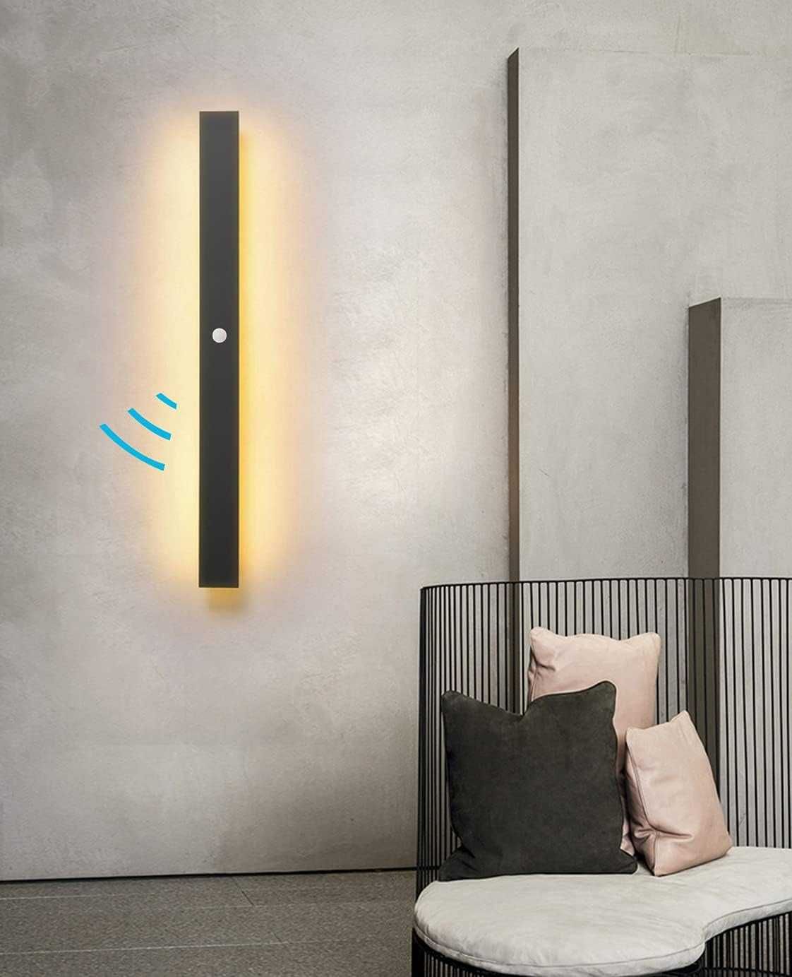 Lampa ścienna LED z czujnikiem ruchu, IP65, 24W, antracyt