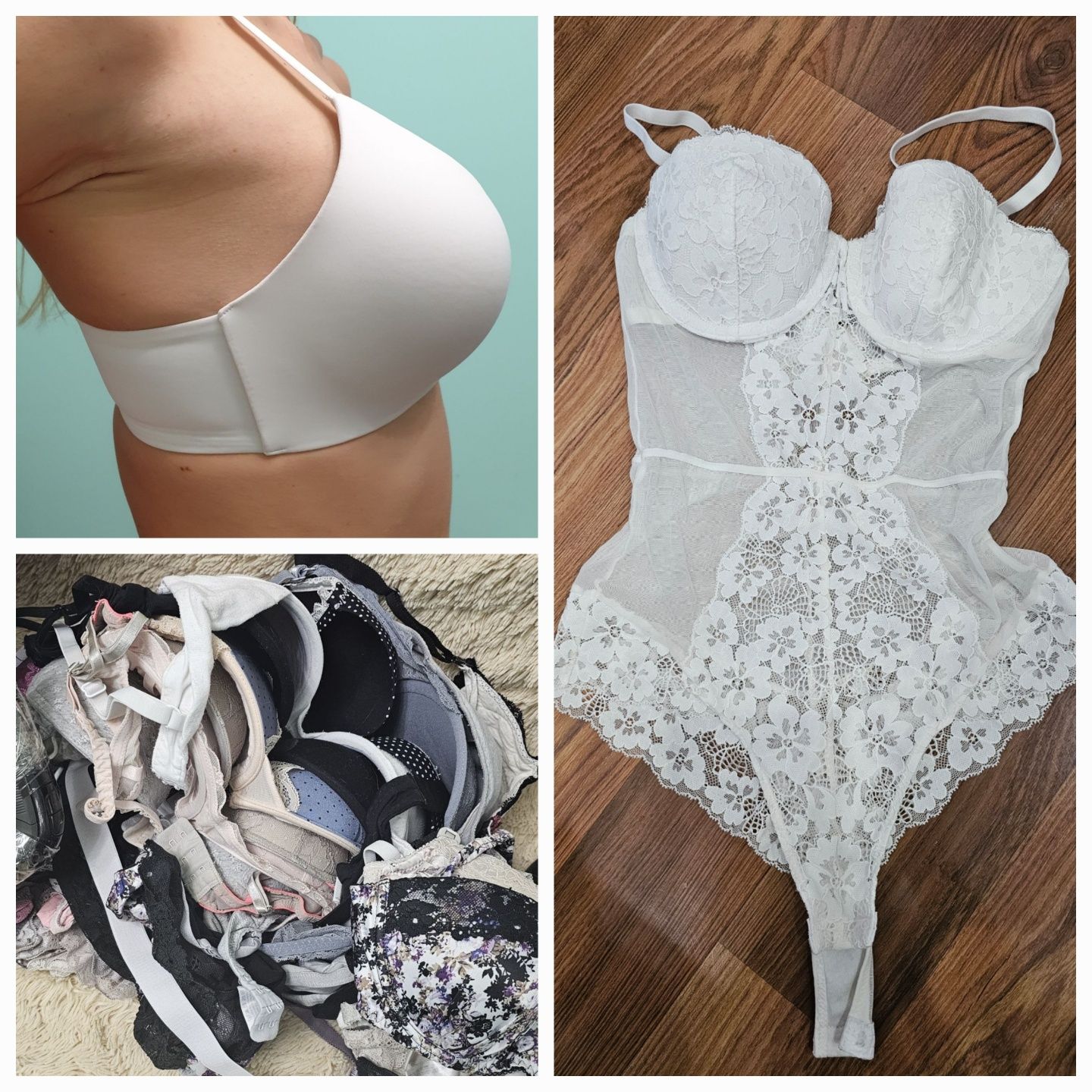Боди пенюар  PinK Victoria's Secret, H&M бюстгальтер 
Комплект бюст