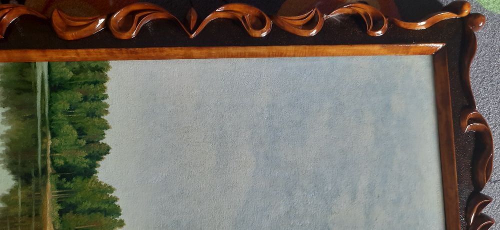 Obraz olejny "Sosnowy las nad rzeką "