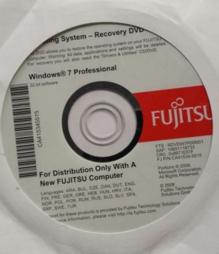 Win 7 Fujitsu oryginalny kolekcjonerski