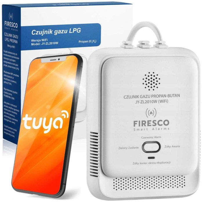 Czujnik gazu LPG propan-butan 2,4GHz aplikacja Tuya JY-ZL2010W Firesco
