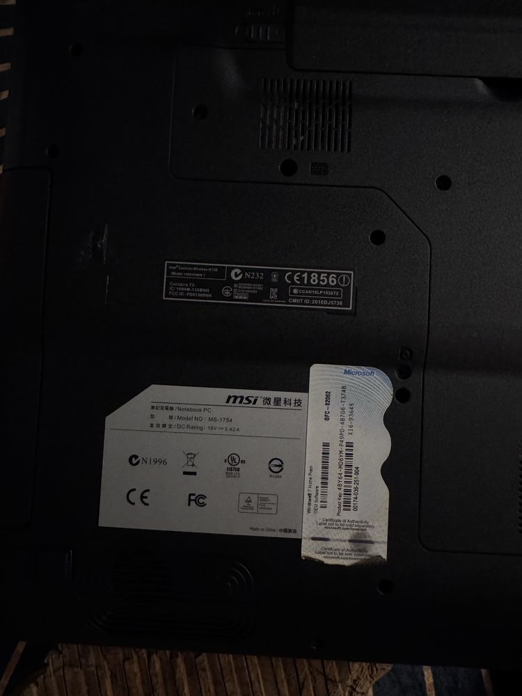 Laptop MSI Notebook PC MS-1754