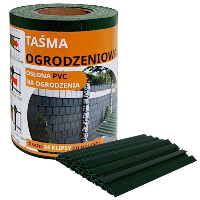 Taśma ogrodzeniowa osłona na ogrodzenie panelowe +UV 24klipsy 19cmx35m