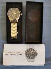 Zegarek męski WALKER & SCOTT, nowy, bransoleta ze stali szlachetnej