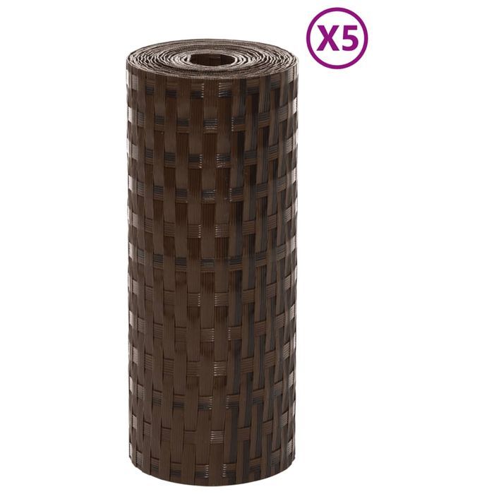 Vidaxl Parawany Balkonowe, 5 Szt., Brązowo-Czarne, 255X19Cm, Rattan Pe