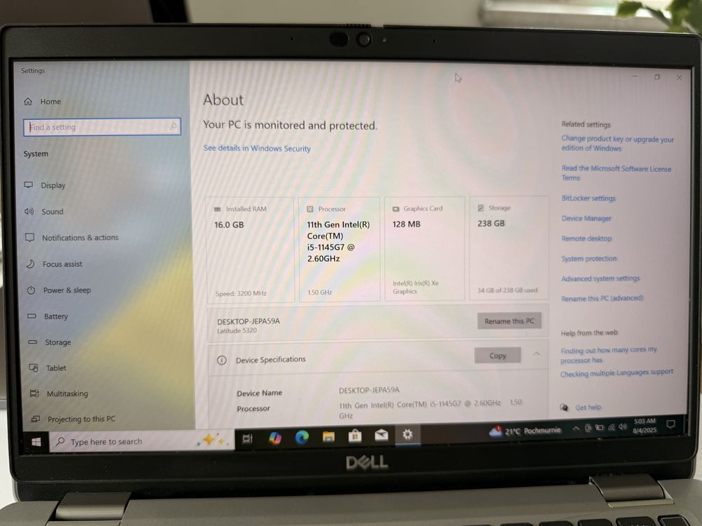 Dell Latitude 5320 I5 11GEN 16GB/256 SSD
