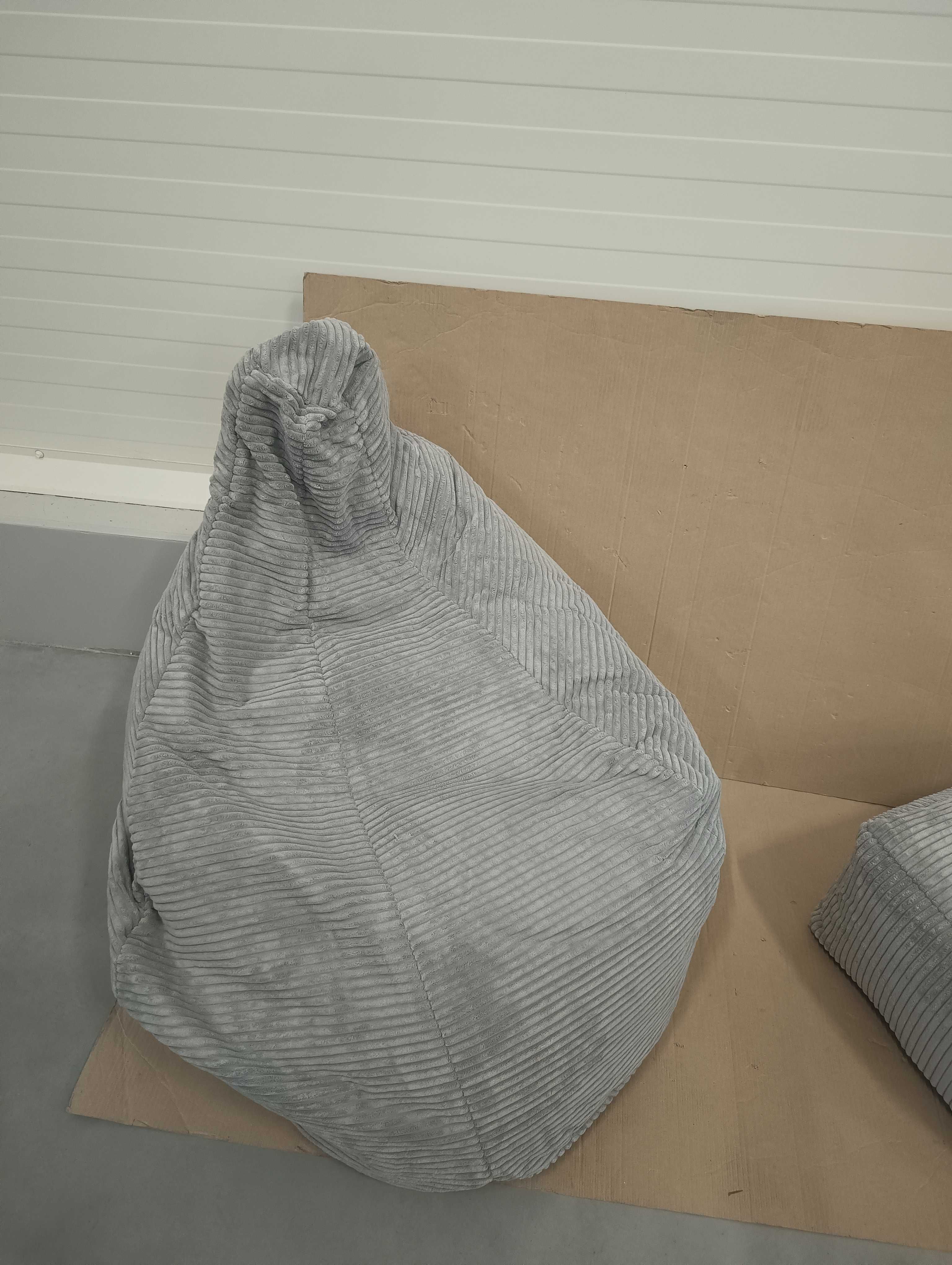 icon Kingston Cord Bean Bag z podnóżkiem fotel pufa worek szary