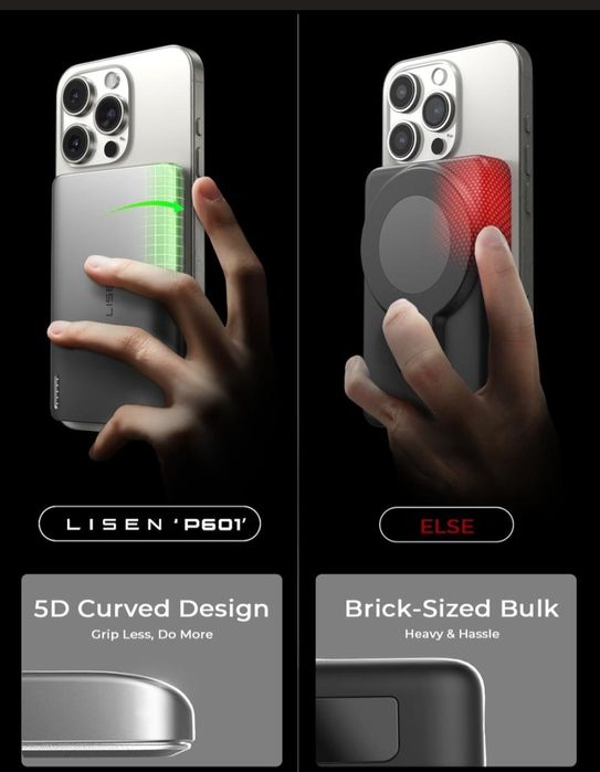 LISEN Power Bank Ultra Slim MagSafe 5000mAh / Повербанк магнітний безд