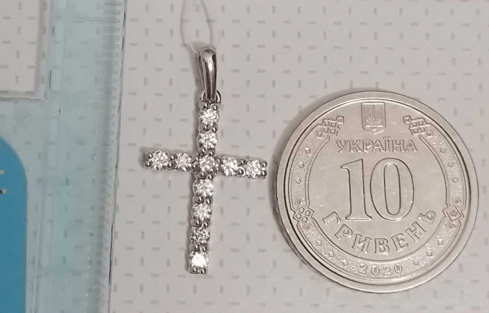 Золотой крестик с бриллиантами ~0.5кт! С сертификатом! В стиле Tiffany