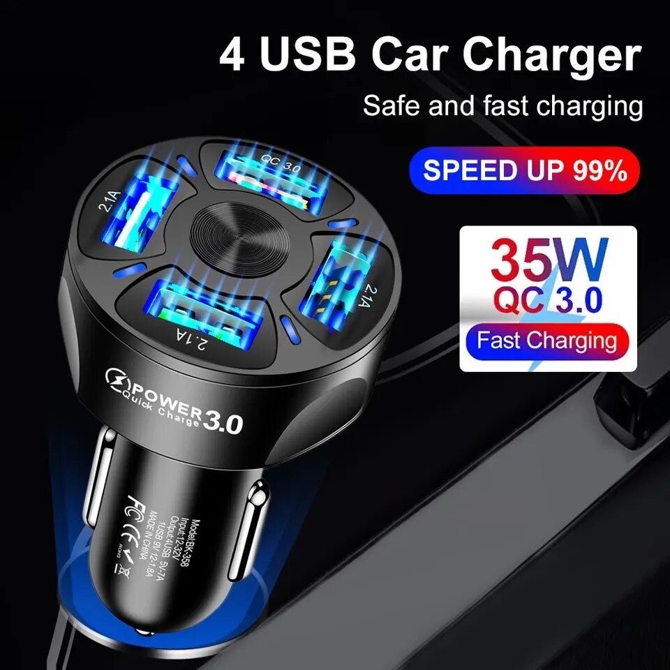 Автомобильная зарядка на 4 USB