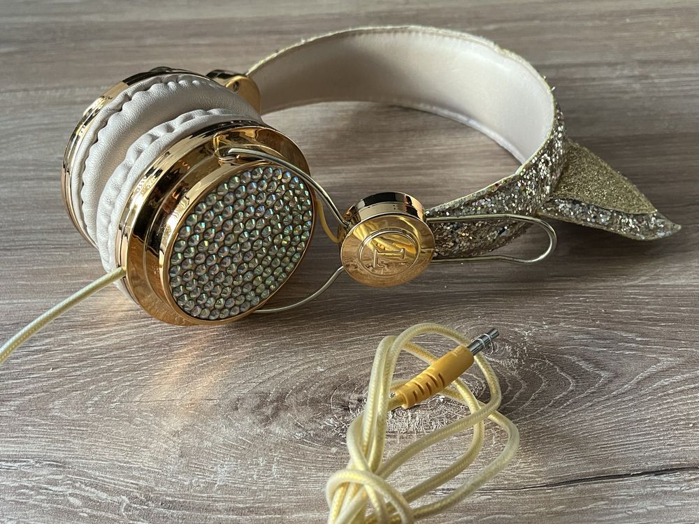 Sluchawki nauszne Stereo H&M złote cyrkonie