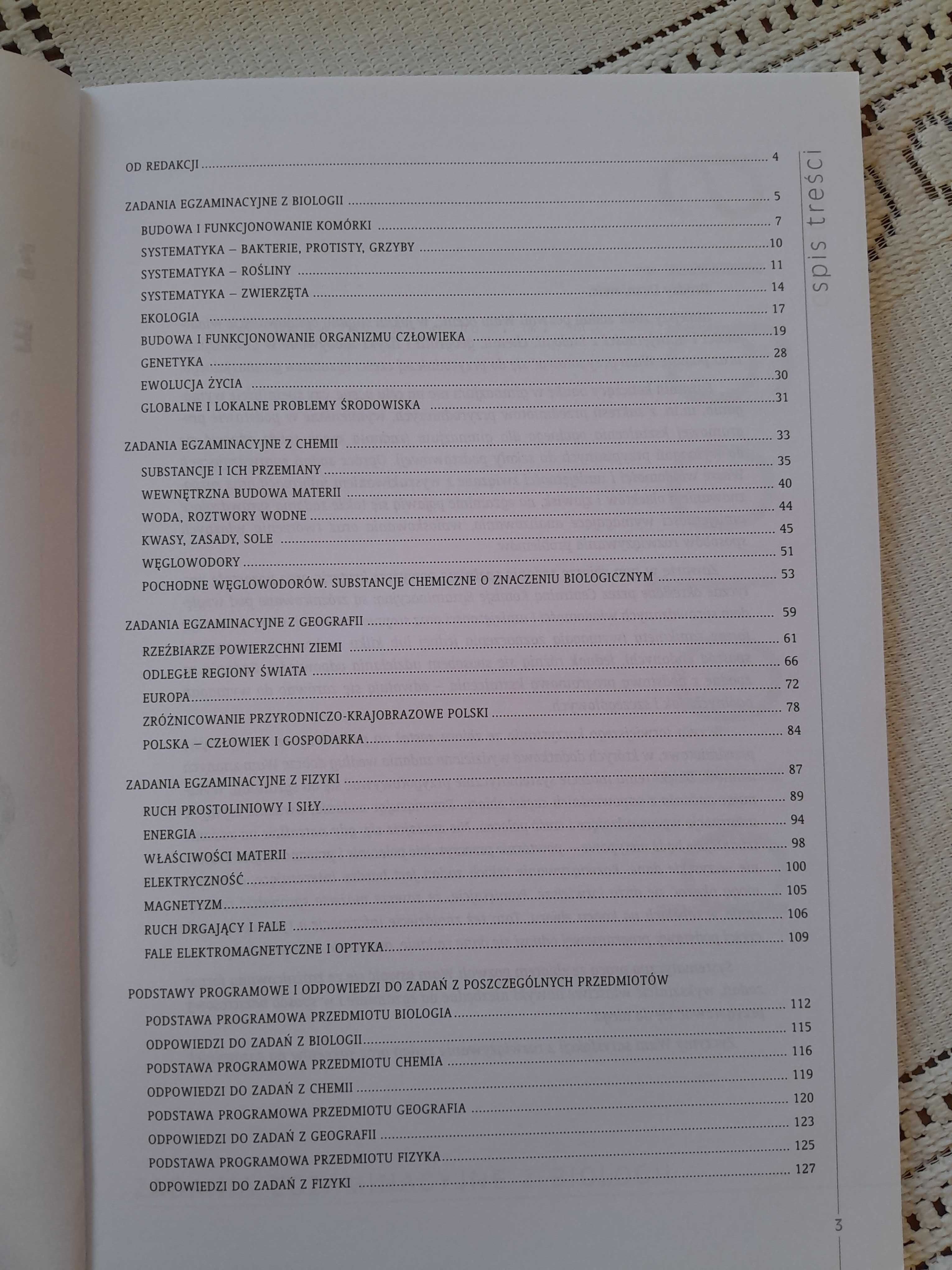 Sprzedam: "Zadania egzaminacyjne. Biologia, chemia, geografia, fizyka"
