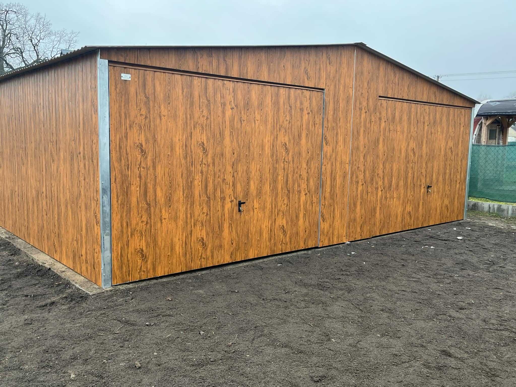 Garaż blaszany 7x6 Drewnopodobny