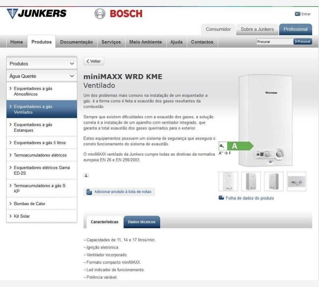 Esquentador Junkers Minimaxx WRD 17-2 KME (17 Litros)