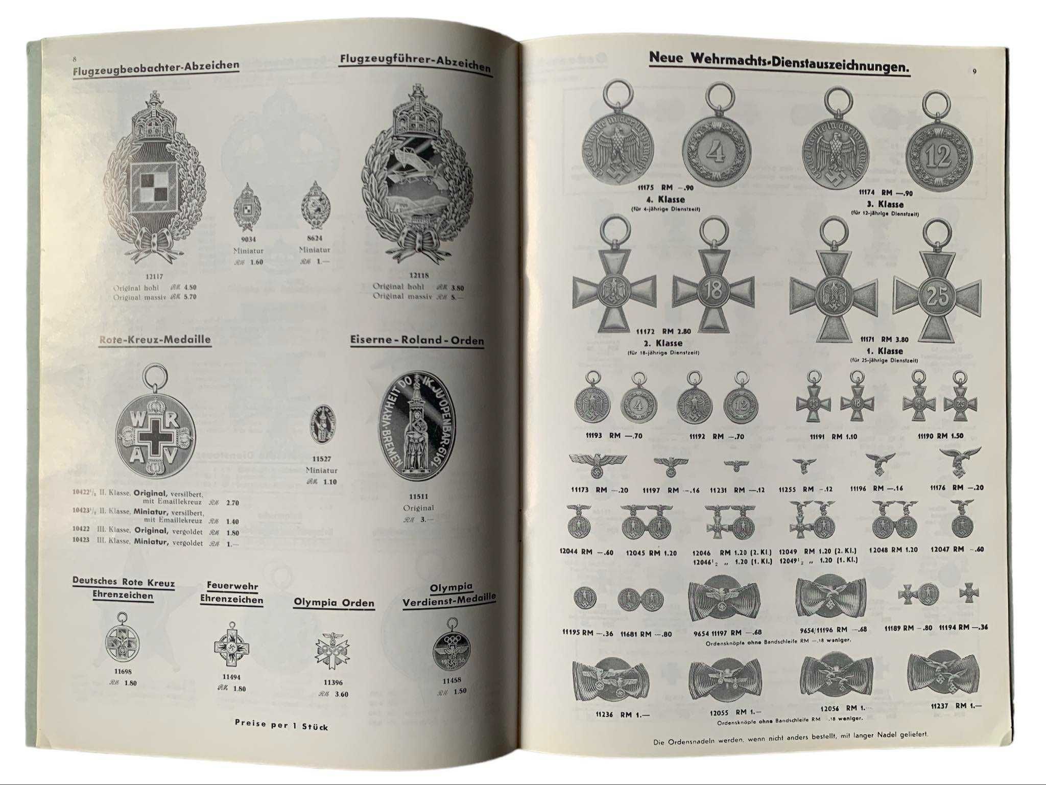 III Rzesza: Katalog orderów i odznaczeń 1939