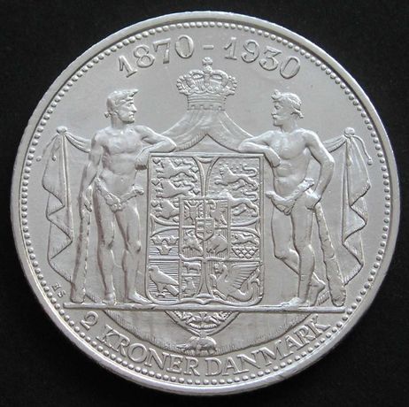 Dania 2 korony 1930 - Christian X - srebro - stan 1/2