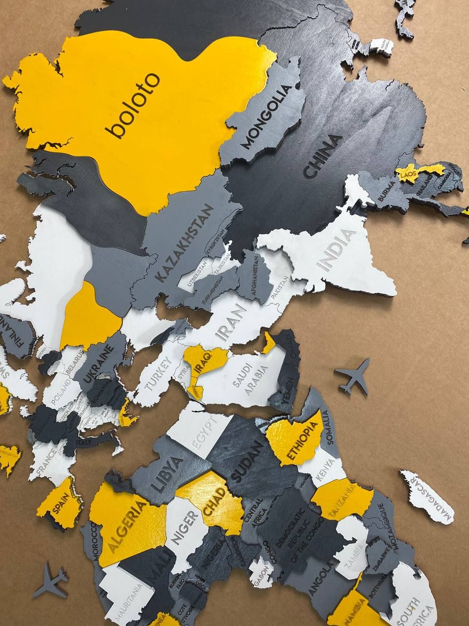 Мапа, карта світу на стіну, карта стран, картина 3д, 3d багаташарова,