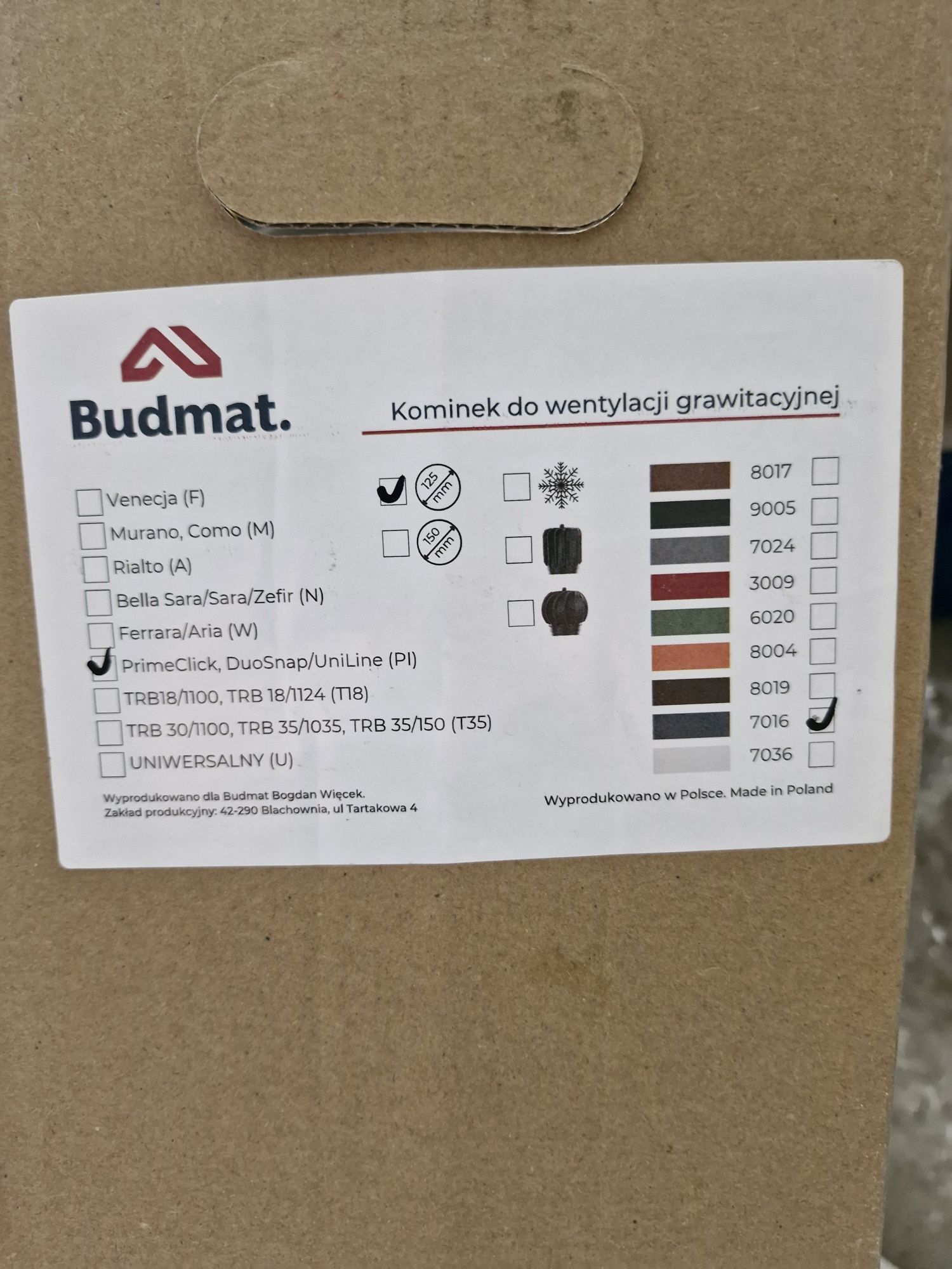 budmat kominek 125  primeclick wentylacyjny na dach