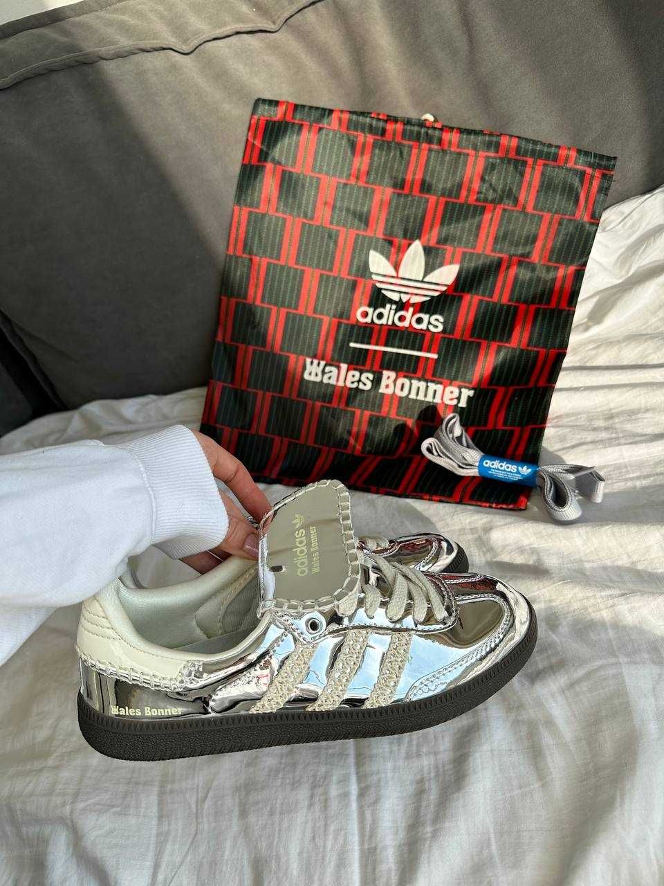 Жіночі кросівки Adidas Samba x Wales Bonner Silver сріблясті кеди