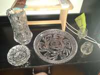 Kryształ PRL - wazon, patera, kieliszki, popielniczka