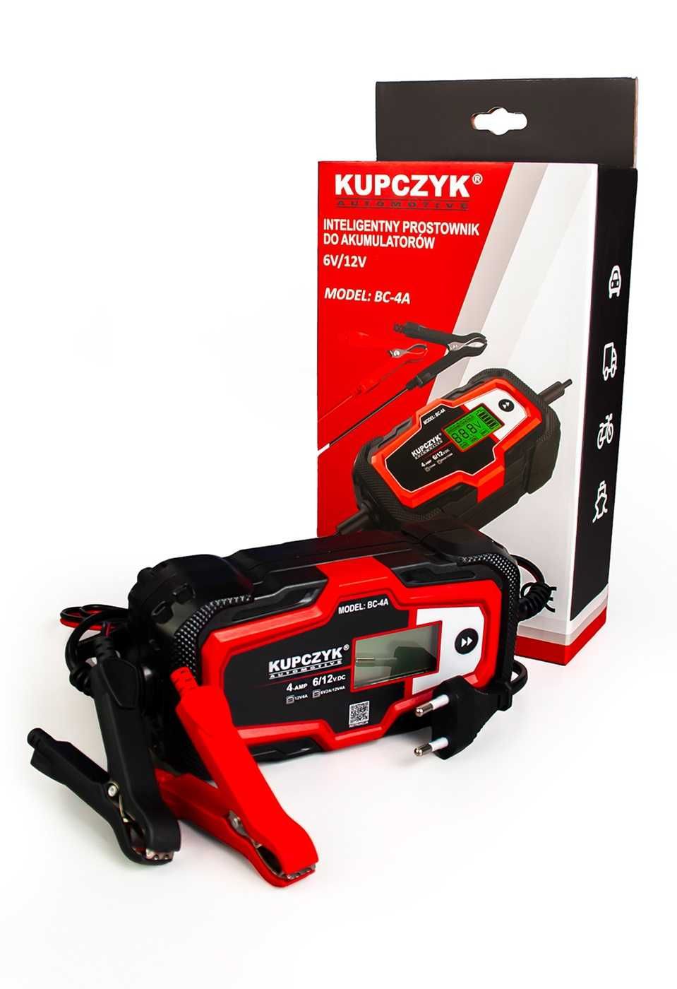 Prostownik mikroprocesorowy do akumulatora 6V 12V BC-4A Kupczyk