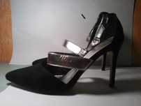 buty szpilki czarno/srebrne roz. 8- 26,5cm do tańca