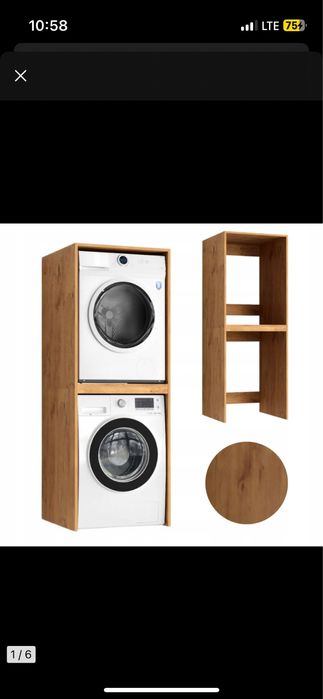 Szafka łazienkowa nad pralke i suszarke słupek regał zabudowa Dąb