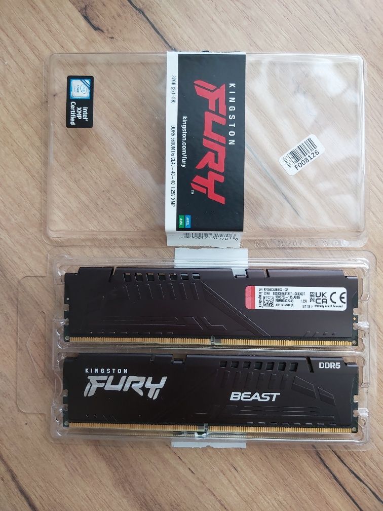 Pamięć Kingston Fury Beast, DDR5, 32 GB, 5600MHz, CL40