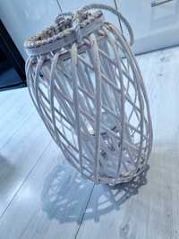 Lampion drewniany biały (ecru)