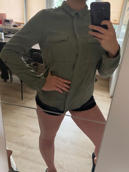 Koszula h&m 36 oliwkowa, ciemna zieleń,khaki, oryginalna