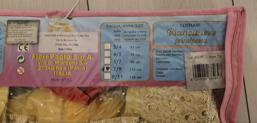 Princess Kostium Strój Karnawał Bal Przebierańców Królewna Śnieżka