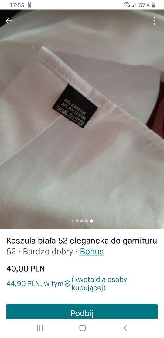 Koszula męska do garnituru  rozmiar 52