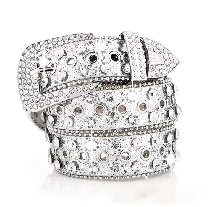 1+1=3 Y2K ремінь зі стразами (білий, чорний, рожевий)