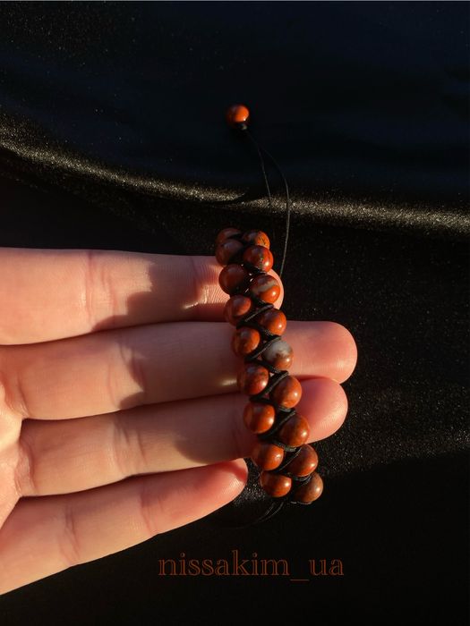 Браслет з натуральних камней з макраме плетенням