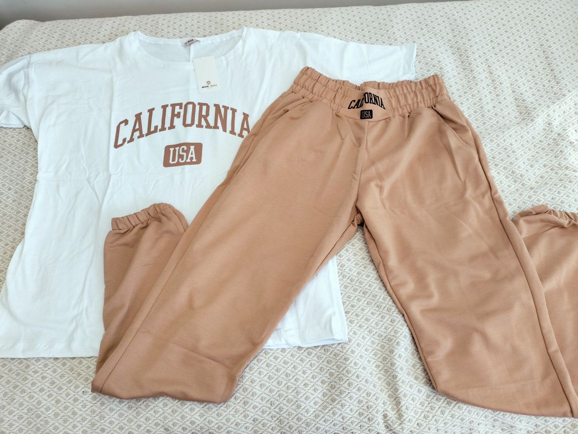 Komplet dresowy California beżowy nude r. M,L,XL