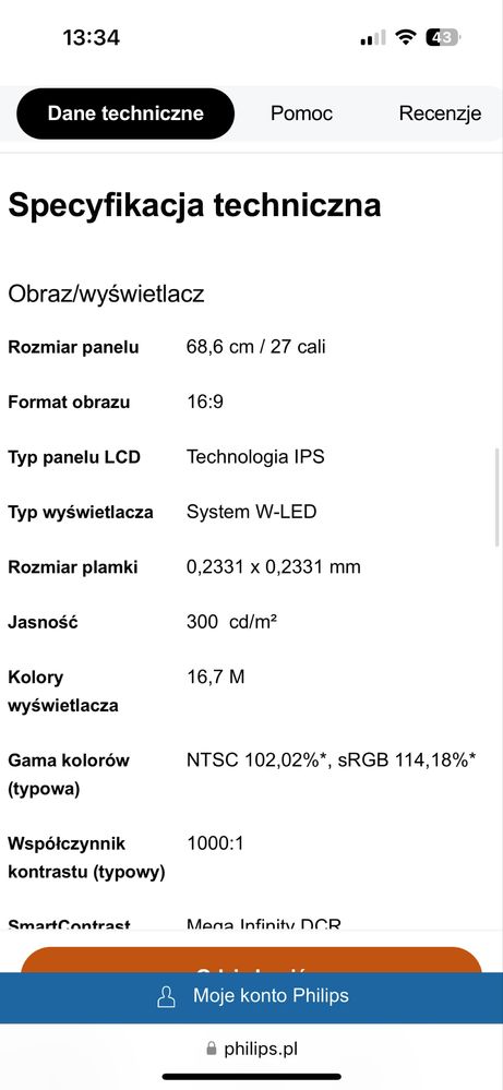 Nowy Monitor Gamingowy Philips 27 cali 5000 series QHD 2560x1140